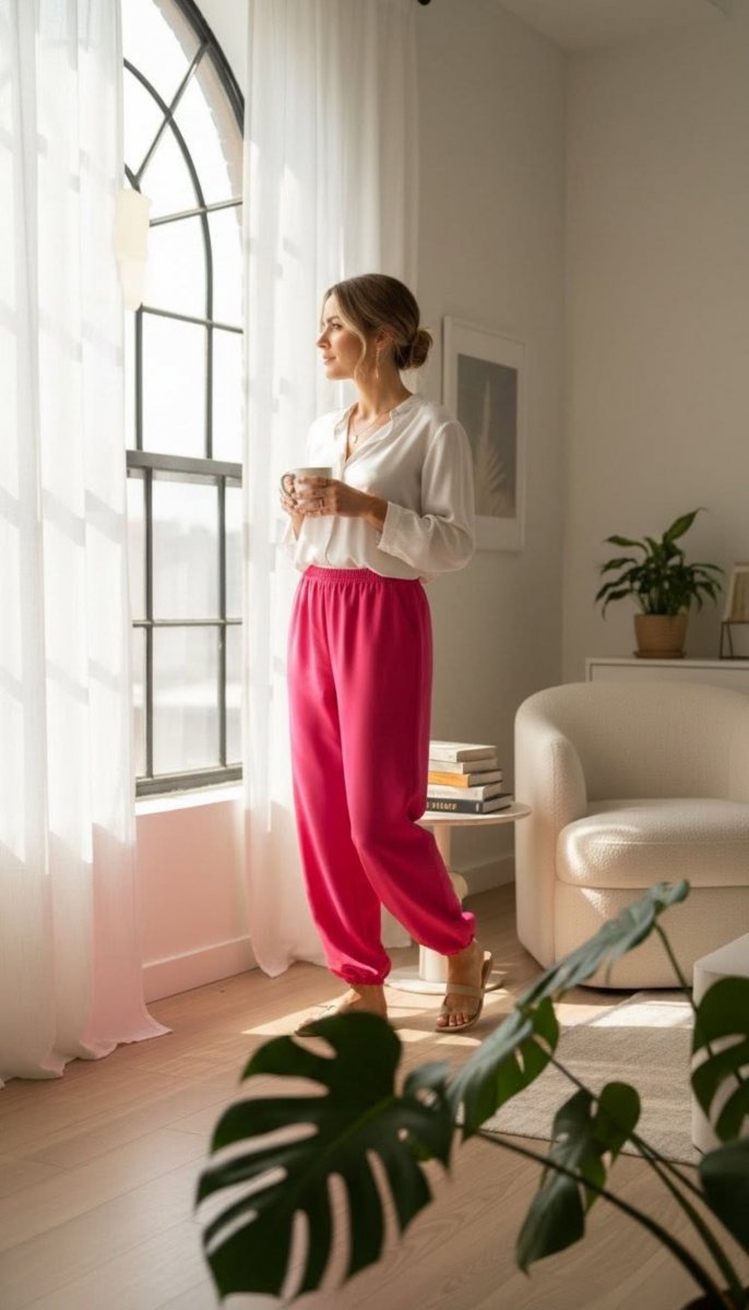 Dámské kostýmové harémky pink S/M,M/L
