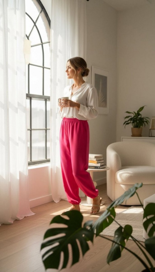 Dámské kostýmové harémky pink S/M,M/L