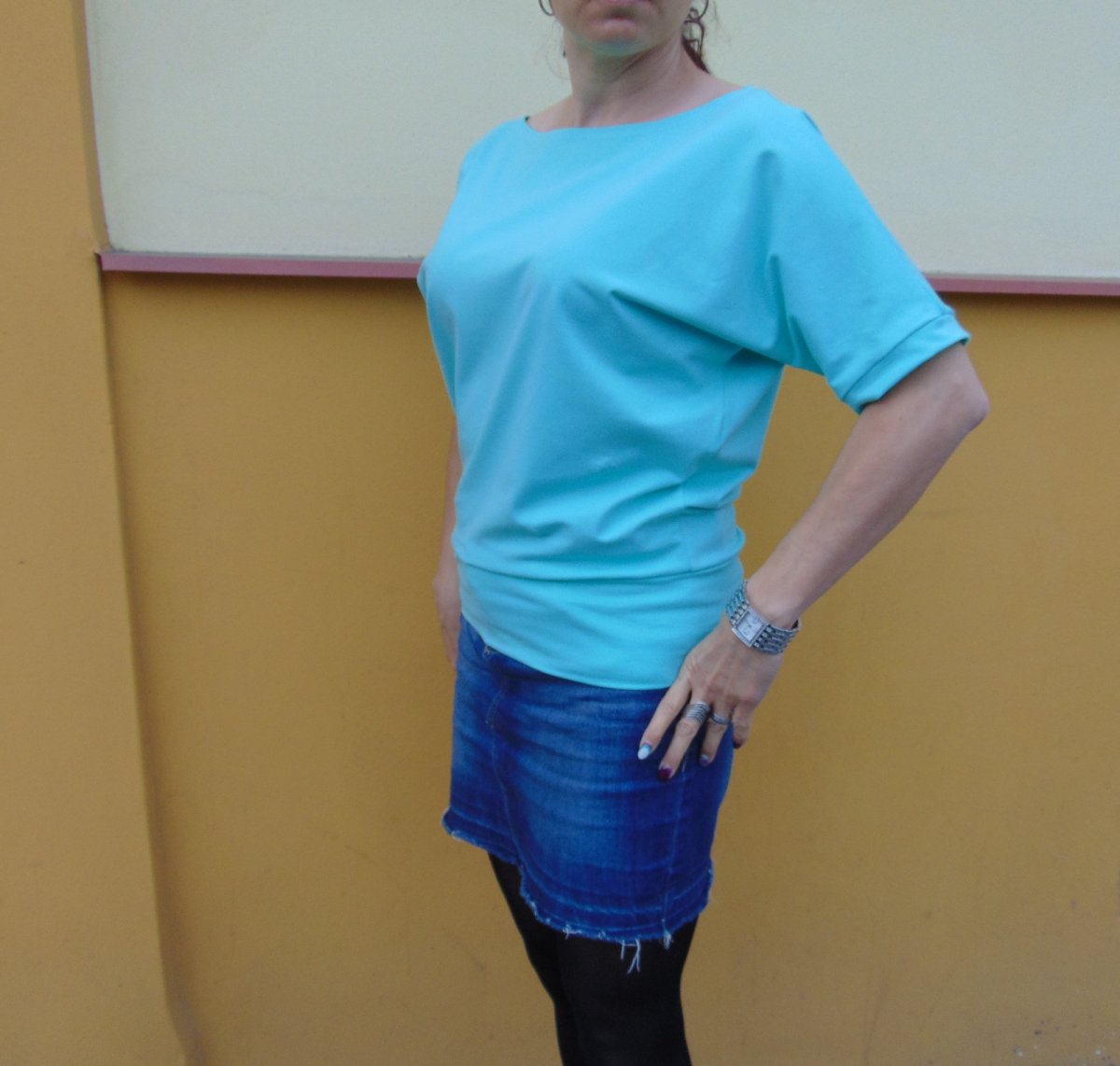 Volné tričko - barva mentolová (bavlna)