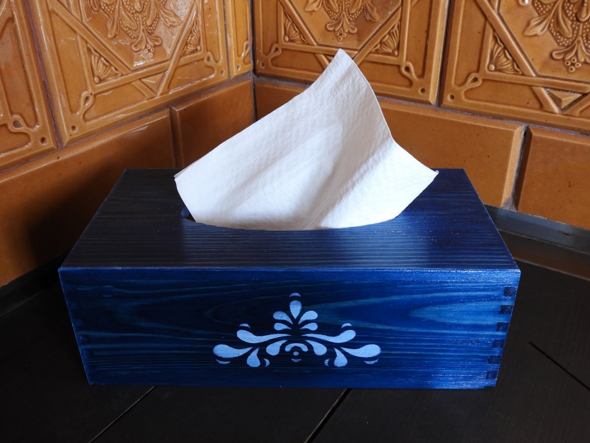 Krabička na kapesníky rustic modrá