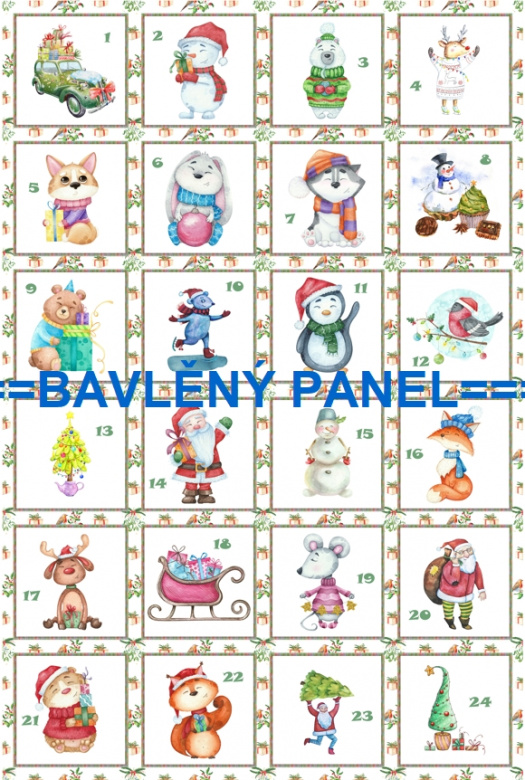 BAVLNĚNÝ PANEL / I NA ADVENTNÍ KALENDÁŘ/ 40X60 cm  AKN120