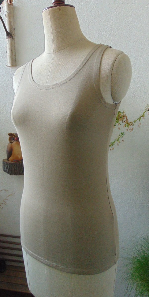 Tílko s kulatým výstřihem - barva velbloudí hnědá (bavlna)