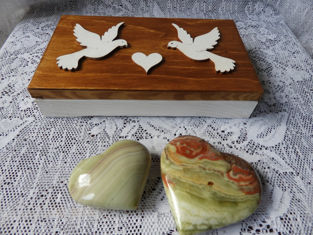 Krabička dárková, svatební romantická Holoubci