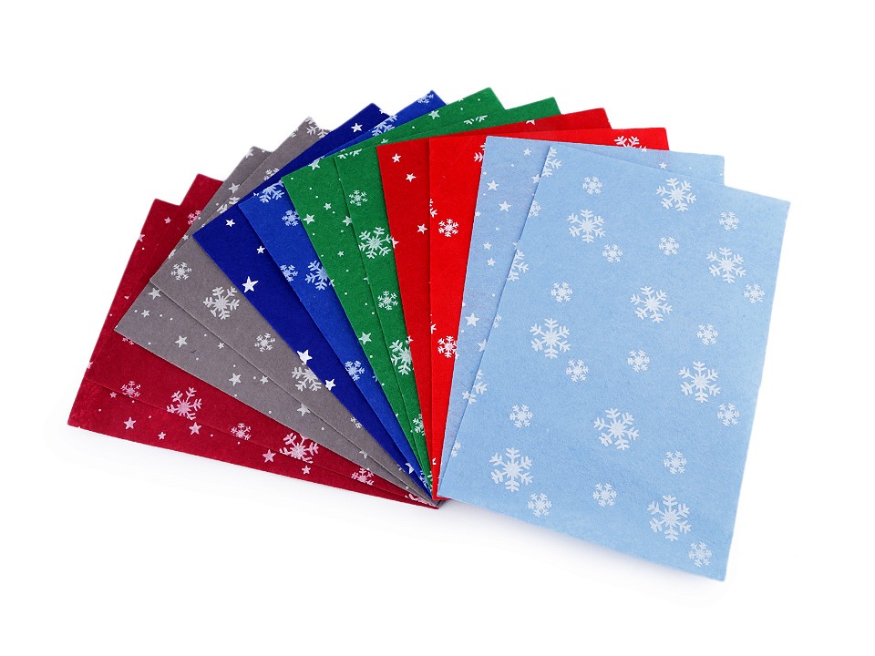 Vánoční dekorativní plsť/filc 20 x 30 cm (12ks) - mix