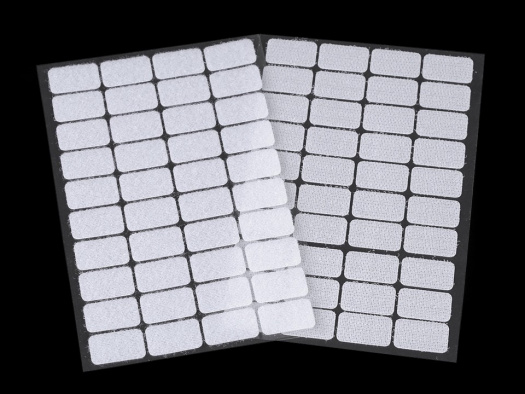 Suchý zip samolepicí obdélníčky 15 x 25 mm - bílá