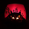 Halloween svícen - průhledná okýnka na svíčku
