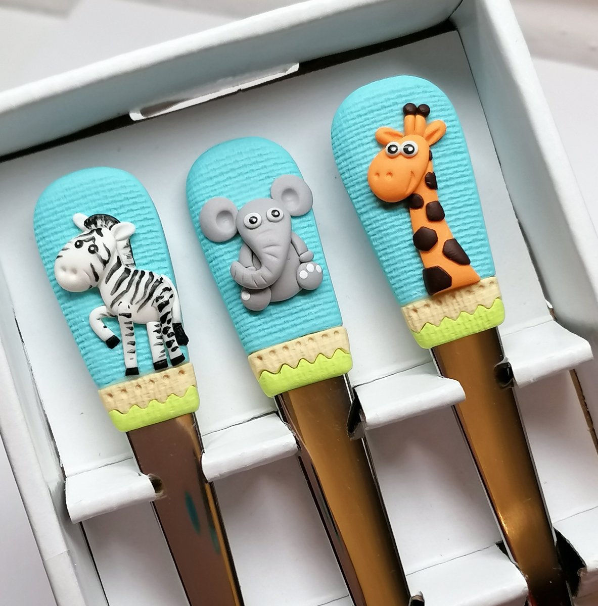 Dětské fimo příbory - africká zvířata