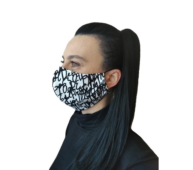 Rouška unisex - vzor písmo - skladem