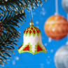 Vánoční ozdoba - zvoneček s kapkou červené