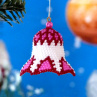 Vánoční ozdoba - zvoneček s tmavší růžovou