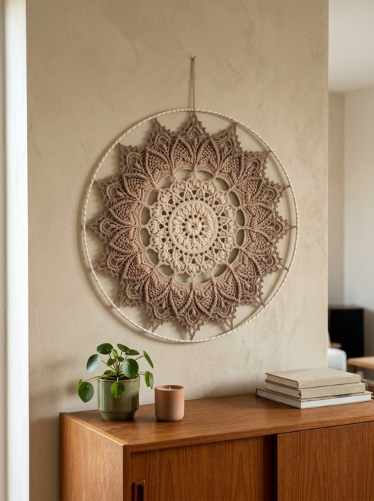 Mandala Béžová hvězda - průměr 45 cm