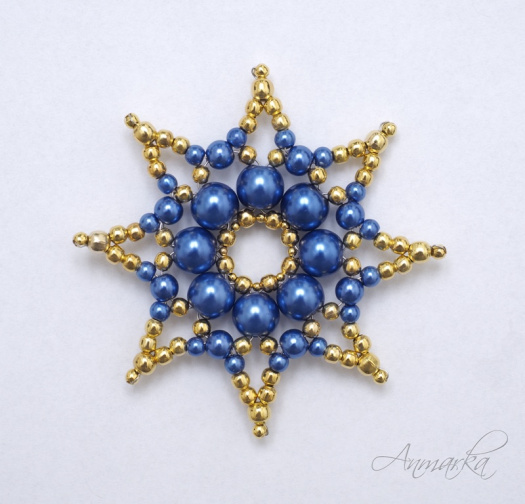 kovová hvězda modro-zlatá 3