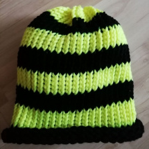 Pletená čepice 2v1 (černá a neonově žlutá