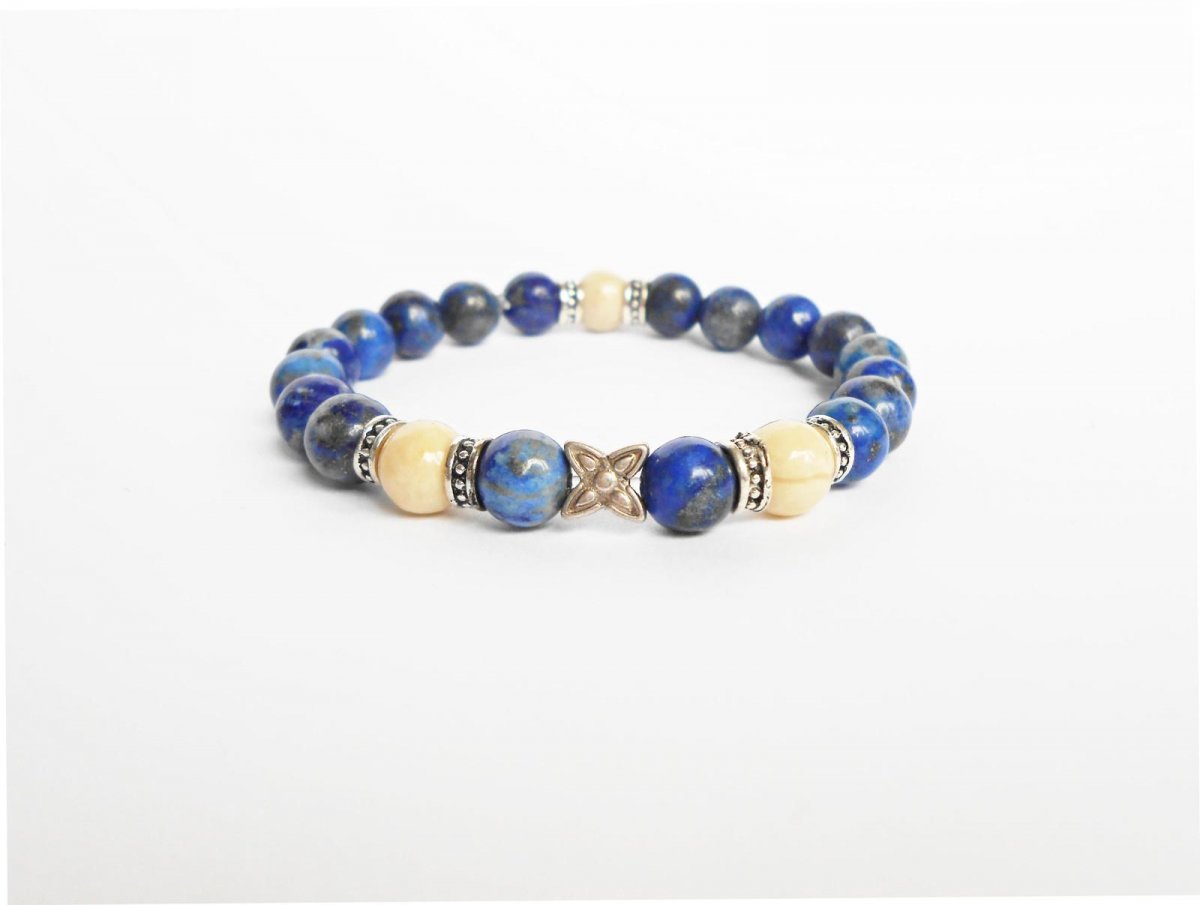 Náramek lapis lazuli a fosilní korál 