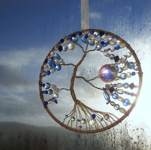 Lapač snů - suncatcher - kousky ledu