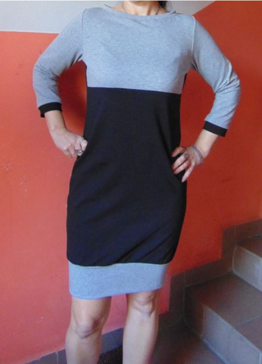 Šaty - šedá s černou nebo výběr barev S - XXL