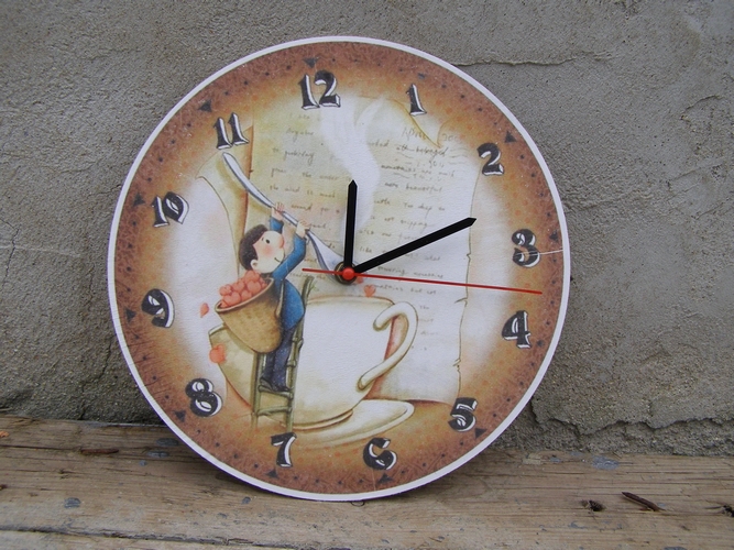 Hodiny závěsné kulaté - průměr 27 cm - Srdíčkový čaj