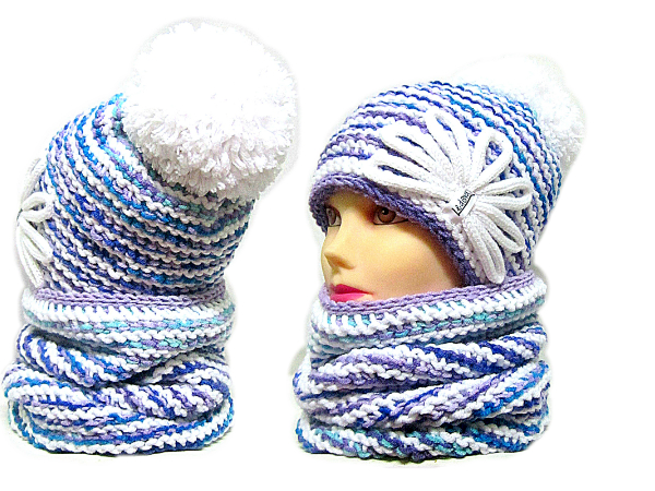 SOUPRAVA KULÍŠKU A NÁKRČNÍKU S BAMBULÍ /49%VLNA