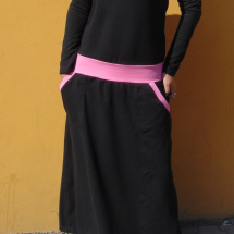 Dlouhé šaty - černé s lodičkovým výstřihem S - XXXL