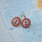 Kotvy a pruhy, námořnické/vodácké závěsné náušnice