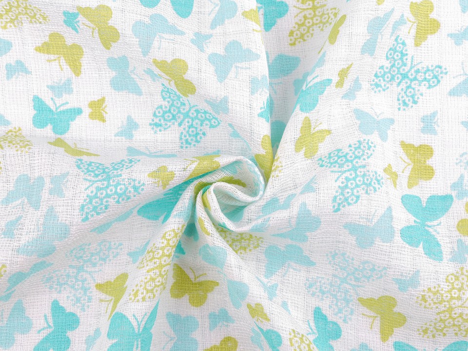 Bavlněná plenkovina motýli šíře 80 cm (1m)