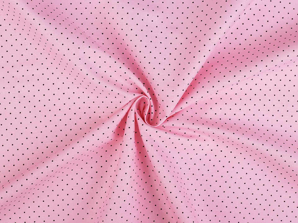 Bavlněná látka puntík (10cm) - růžová