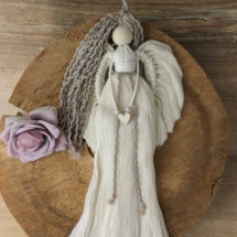 Macramé andělka v boho stylu - krémová ( natural ).