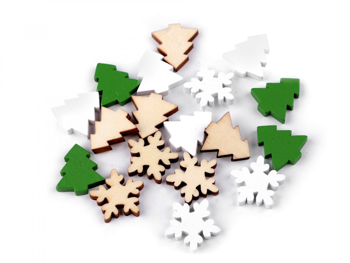 Dřevěné ozdoby k nalepení (10ks) - mix