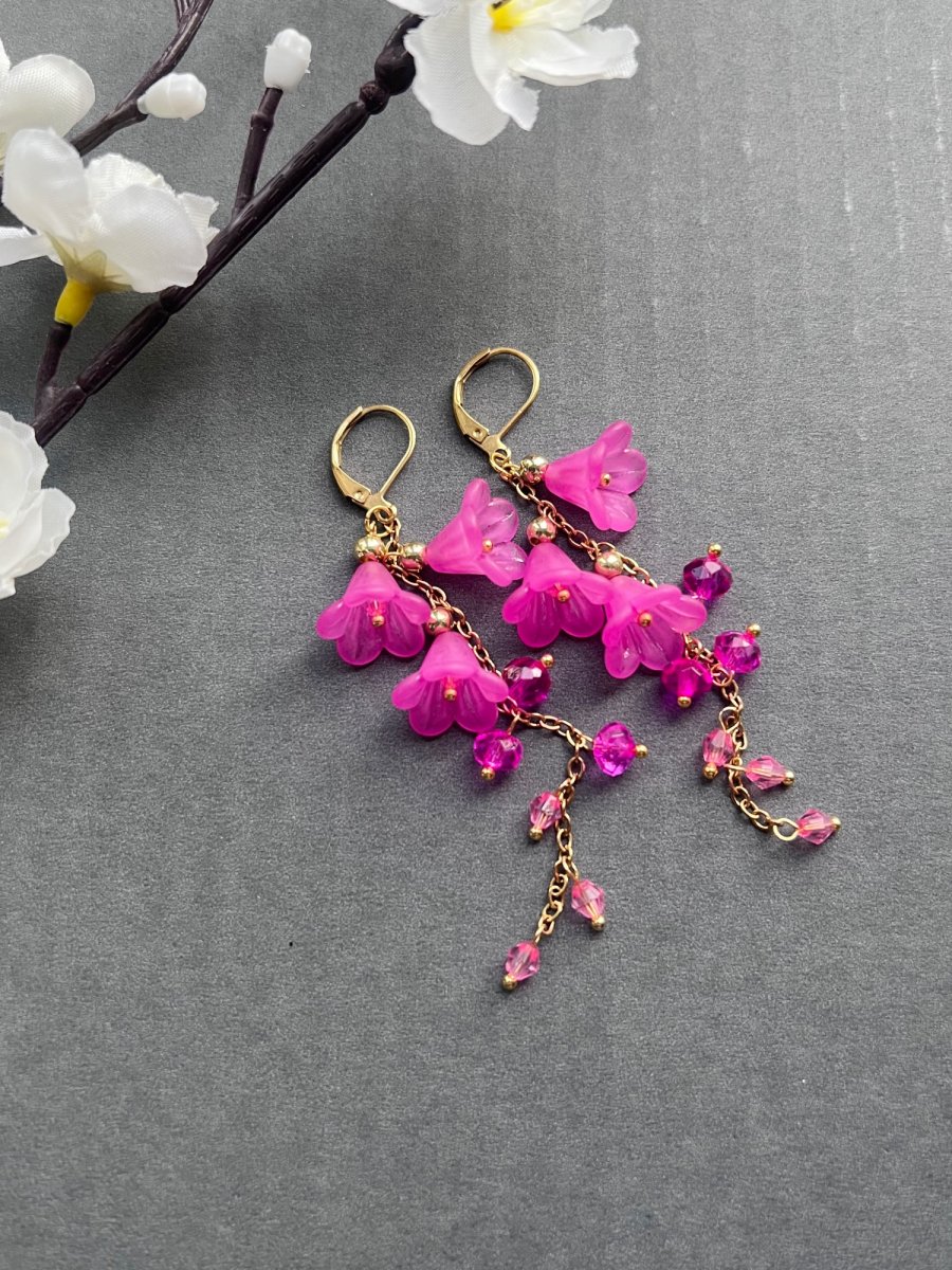 Fuchsiové hrozny - náušnice