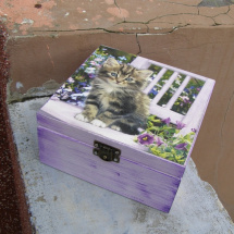 Dřevěná krabička - Kotě
