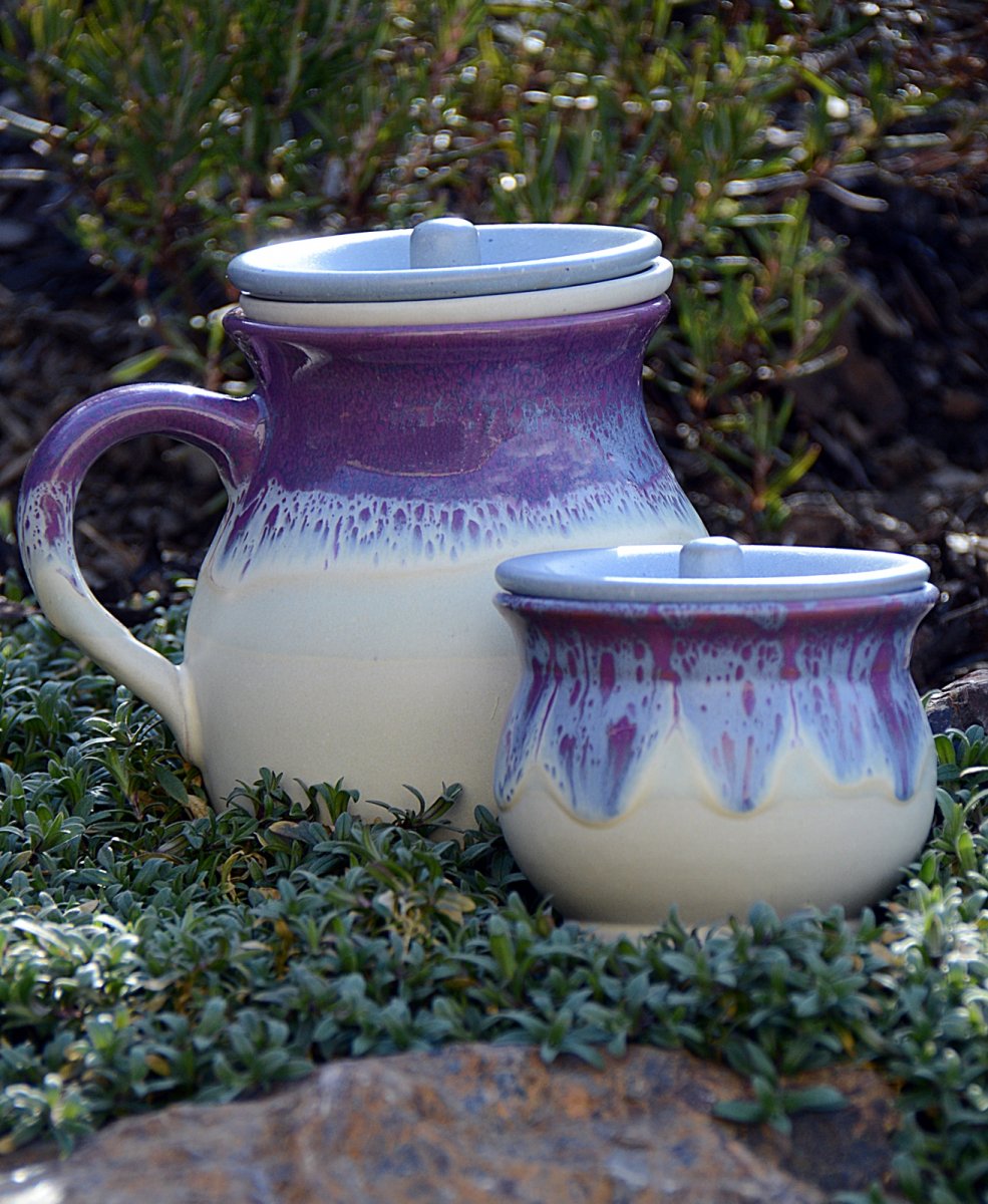 Souprava Byliňák se sítkem a pokličkou + cukřenka v barvě ,,nebe