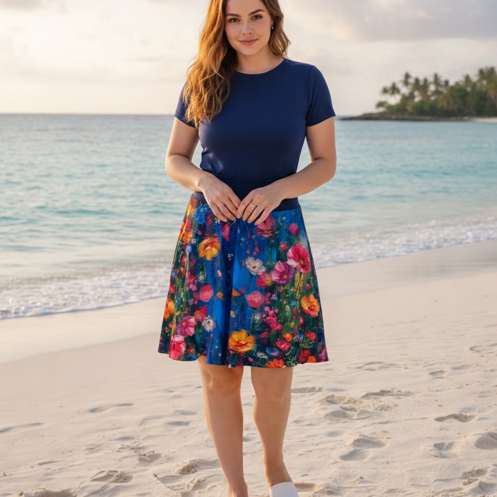 Půlkolová sukně - louka velikost L/XL  ~ SLEVA ~