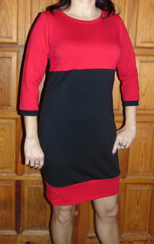 Šaty - červená s černou nebo výběr barev S - XXL