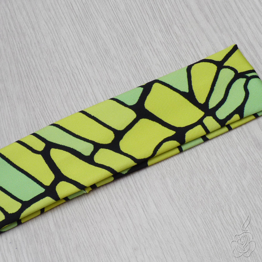 "Chartreuse" elastická čelenka - mozaikový vzor