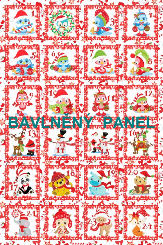 BAVLNĚNÝ PANEL / I NA ADVENTNÍ KALENDÁŘ/ 40X60 cm  AKN13Č - SKLADEM