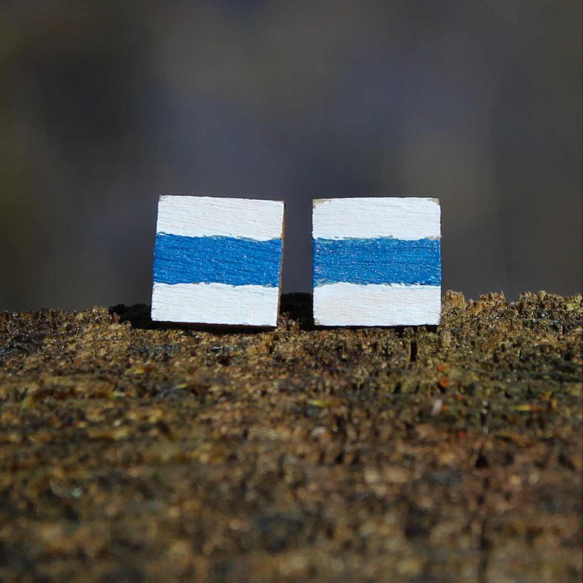 Turistické značky, náušnice- pecky, po modré