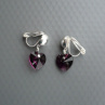 Swarovski tmavě fialové srdíčko - krátké klipsy