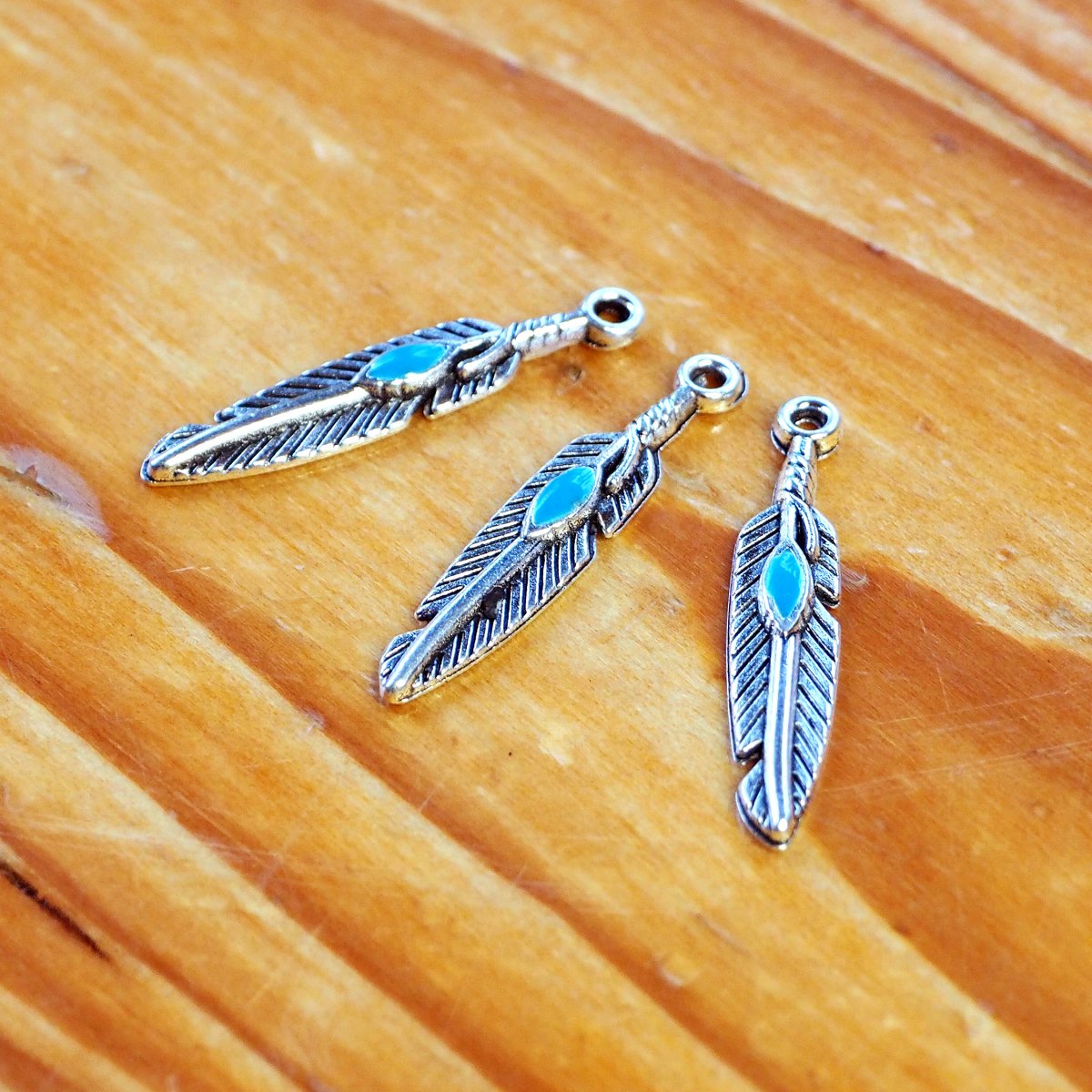 Peříčko s Tyrkysem - 2ks - Platinové