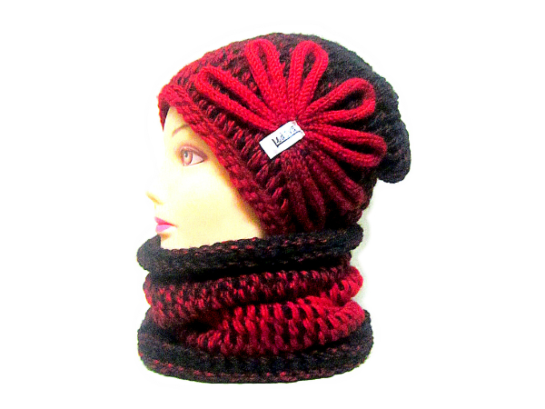 SOUPRAVA ČEPICE A NÁKRČNÍKU OMBRÉ/dvojnit