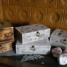 Krabička-šperkovnice krása dřeva bílá 8 přihrádek s ptáčkem