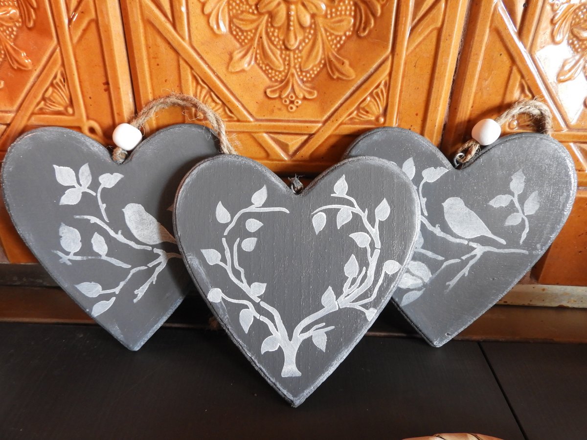 Dekorační srdíčko šedobílé