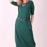 Dlouhé zelené šaty s lodičkovým výstřihem 