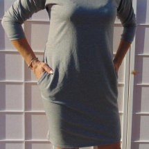 Šaty s kapsami - barva šedý melír S - XXXL