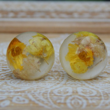 Náušnice pecky se sušenými květy (Žluté)