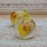 Náušnice pecky se sušenými květy (Žluté)