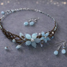 Ručně vyráběný náhrdelník a náušnice – světle modré květy