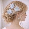 Svatební šperkový set s květinami a perličkami  (náhrdelník, náušnice, náramek + vlasové ozdoby na přání)