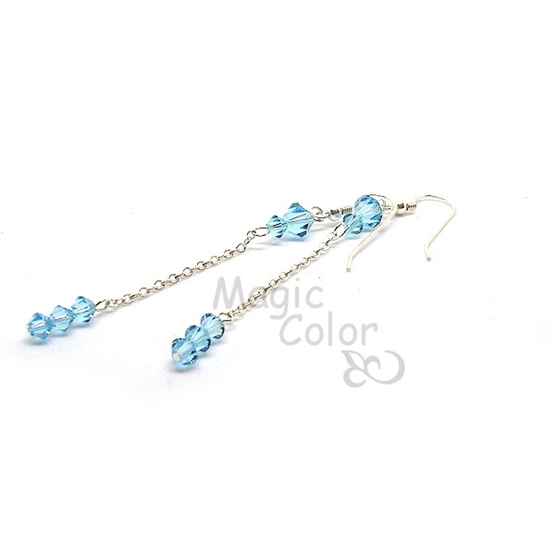 AquaLong, Swarovski, stříbro, náušnice