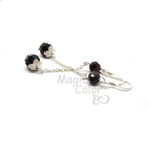 Granadina, Swarovski, stříbro, náušnice