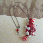 Červená bílá, muchomůrka dobrá - náhrdelník